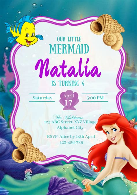 Little Mermaid Birthday Invitation Template | PosterMyWall