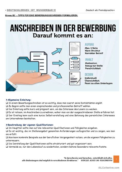 B Tipps F R Eine Bewerbungsschrei Deutsch Daf Arbeitsbl Tter Pdf Doc