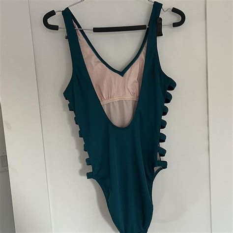 Shade And Shore Ribbed Teal One Piece Bathing Suit Depop