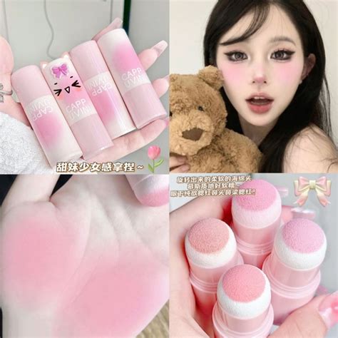 Cappuvini Matte Blush Stick With Soft Puff Luxuriously Creamy Blendable For Eyes Cheeks Nude