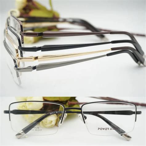 B475 2 Ip Plating No Nickel Light Pure Titanium Half Rim Eyewear Rimless Glasses Frame Optical