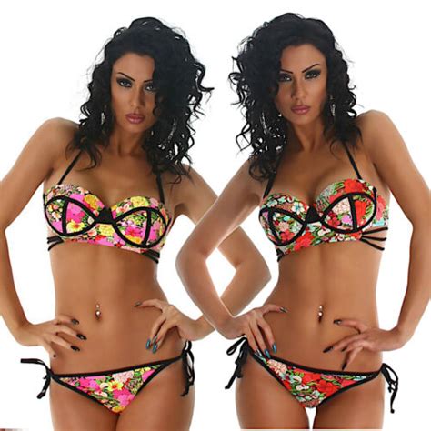 Bikini Costume Da Bagno Donna Mare Spiaggia Floreale Balconcino Due