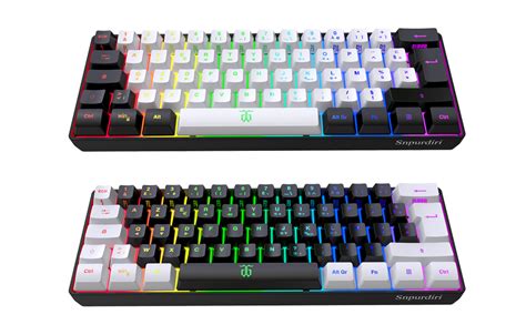 Snpurdiri Gaming Tastatur 60 AZERTY Weiß und Schwarz kabelgebunden