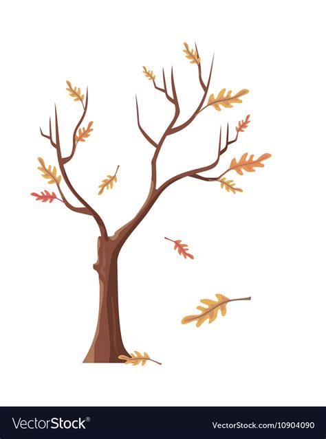 Isolated Oak Tree With Falling Leaves Royalty Free Vector