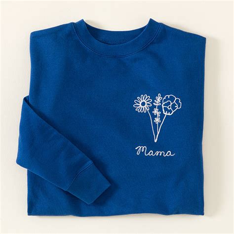 Uncommon Goods Custom Birth Month Flower Embroidered Sweatshirt