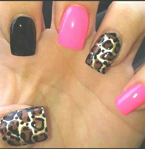 Pink Black Leopard Nails Leopard Nails Nails Leopard Print Nails