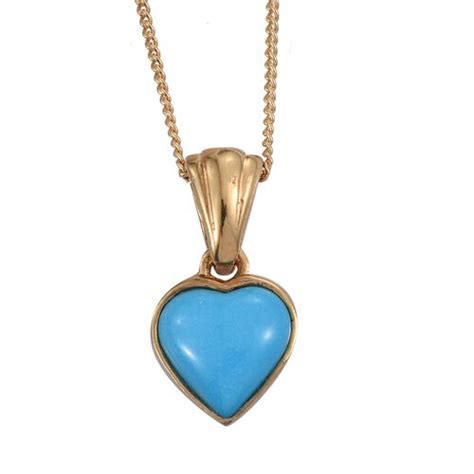 Arizona Sleeping Beauty Turquoise Hrt Pendant With Chain In 14k Gold Overlay Sterling Silver 1