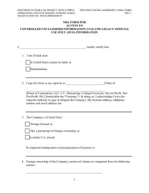 Fillable Online NDA FORM FOR ACCESS TO CONTROLLED UNCLASSIFIED Fax