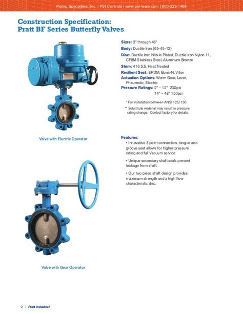 Pratt Industrial Bf Series Resilient Seated Butterfly Valve