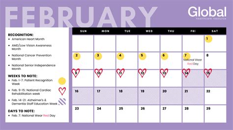 Calendar Of Monthly Awareness 2025 - Dareen Collete