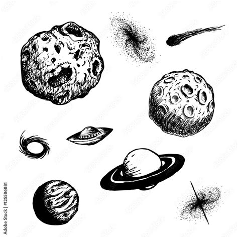 Graphic illustration of universe objects Stock Vector | Adobe Stock