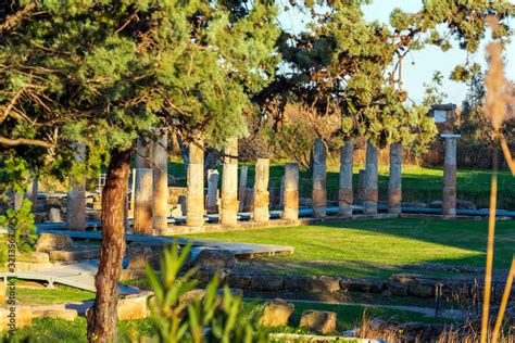 Temple Of Artemis In Archaeological Site Of Brauron Attica Greece