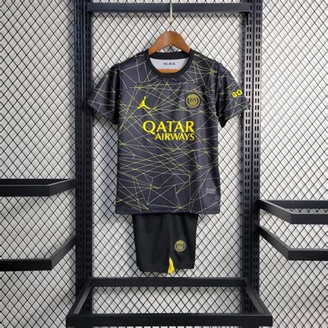 Conjunto De Time Infantil Time Psg Preto Amarelo Listras Linhas Neymar