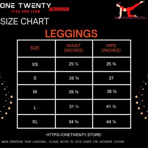 Leggings Size Chart – One Twenty Activewear