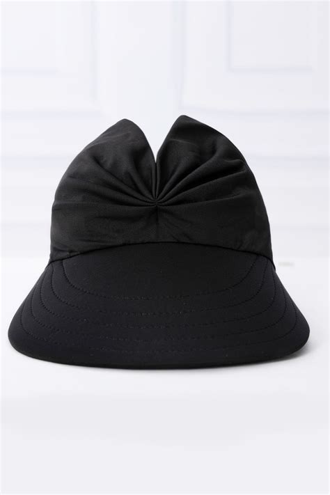 Black Empty Top Pleated Beach Sun Hat - Meet.Curve - Meet.Curve