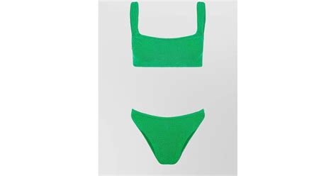Hunza G Xandra Bikini Set Square Neckline High Cut Leg In Green Lyst