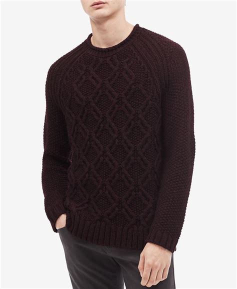 Calvin Klein Mens Cable Knit Crewneck Sweater Macys