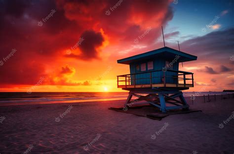 Premium Photo | The sunset in miami beach florida