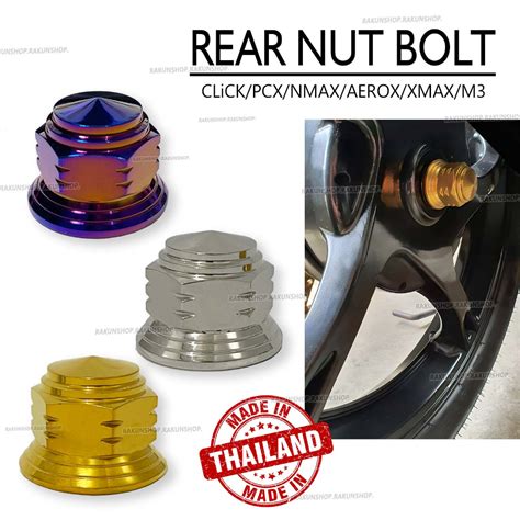 Original Heng Rear Nut Bolt Gold Silver Titanium Click Pcx Nmax