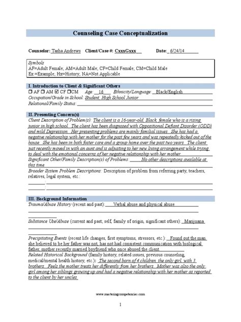 Case Conceptualization Template