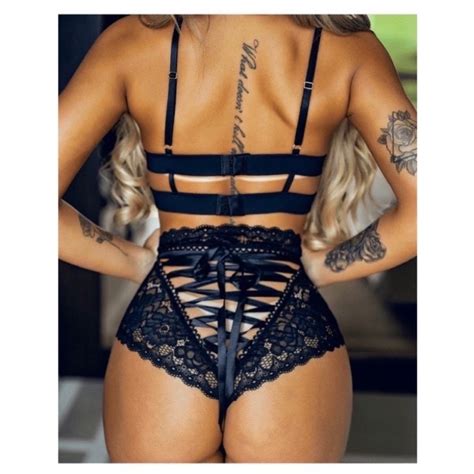 Calcinha Lacradora sexy Hot pant Fitas Toda Em Renda Trançada