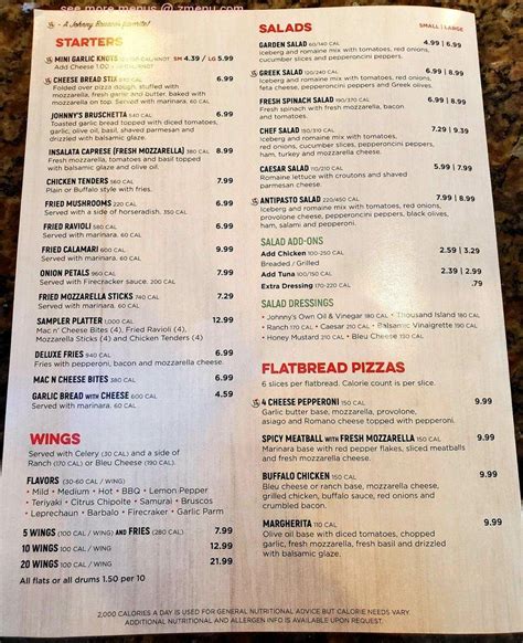 Menu at Johnny Brusco's New York Style Pizza pizzeria, Trinity