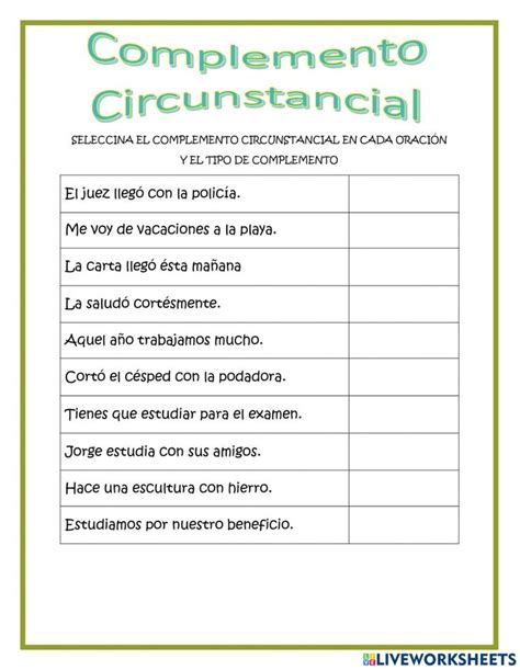 Complemento Circunstancial Online Pdf Activity Activities