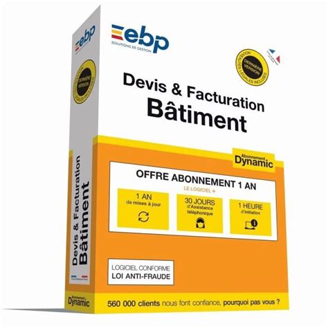 EBP Compta Devis Factures DYNAMIC 12 mois VIP 2019 à télécharger