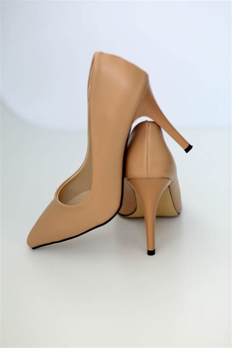 Ayakkabı Podyumum stiletto Nude Orta Boy Ince Topuk Kadın Ayakkabısı Fiyatı Yorumları