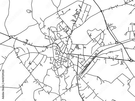 Vector road map of the city of Binche in Belgium on a white background ...