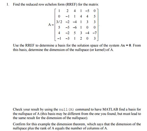 Solved Consider The Following Matrix A And Its Reduced 56 OFF