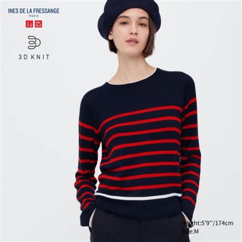 女裝 Ines De La Fressange 3d織法美麗諾條紋圓領毛衣長袖 Uniqlo 比價 Uq 搜尋