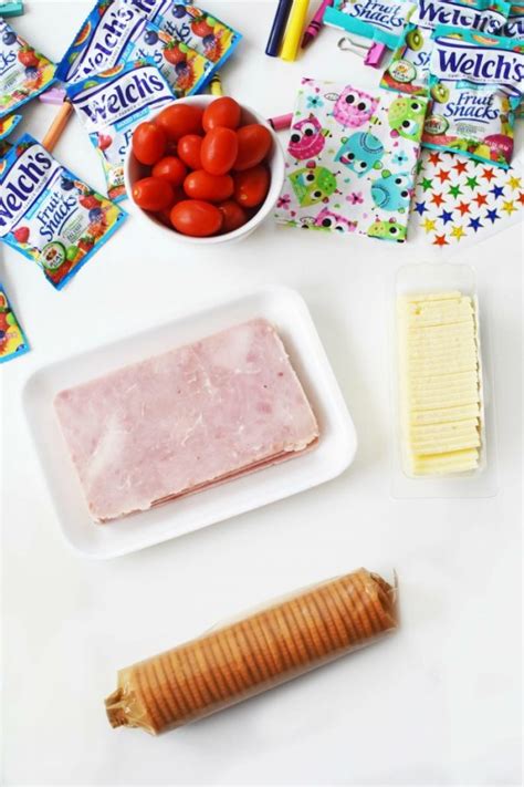 Easy Kids Lunch Idea Ham And Cheese Cracker Stackers With Sides