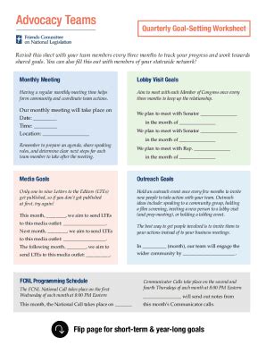 Fillable Online Quarterly Goal Setting Worksheet Flip Page For Short