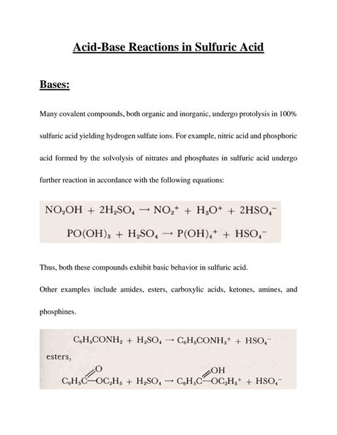 SOLUTION: Acid-Base Reactions in Sulfuric Acid (H2SO4) - Studypool