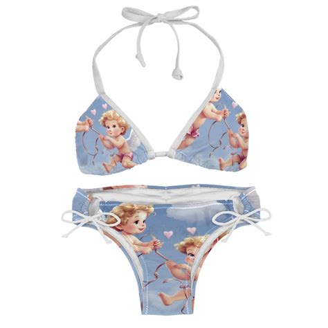 Cupid Detachable Sponge Adjustable Strap Bikini Set Two Pack