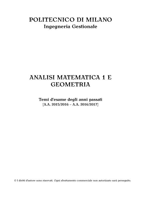 Temi Desame Degli Anni Passati Politecnico Di Milano Ingegneria