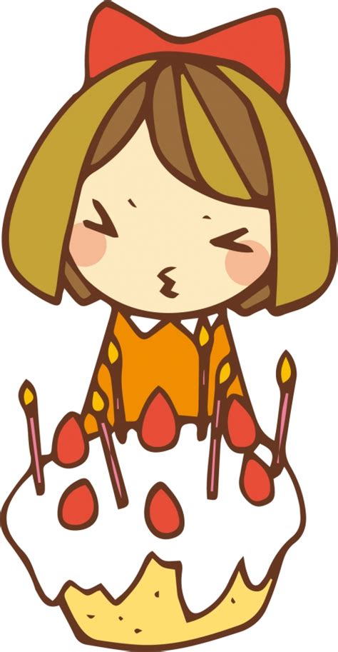 ケーキのロウソクを消すのイラスト 無料イラストのimt 商用ok、加工ok