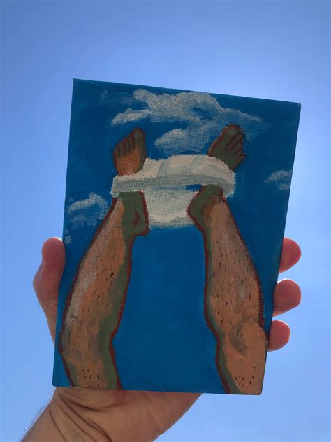 Acrylic Painting Of Two Hairy Male Legs Facing The Sky Gay Erotic Scene Homoerotic Art Gay