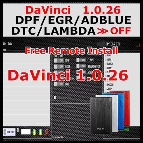 Newest Davinci Pro Dpf Egr Dtc Flaps Adblue Off Software