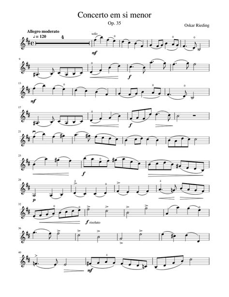 Concerto In B Minor 1st Movement Sheet Music For Violin Solo