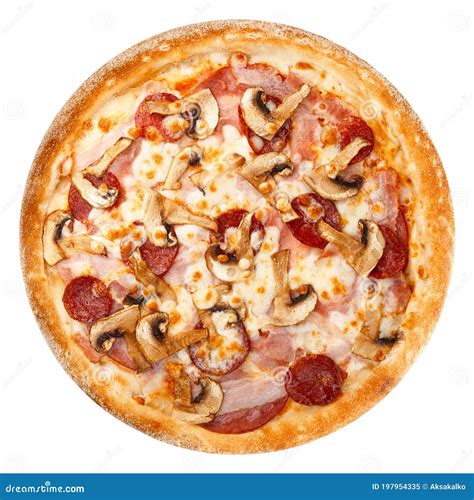 Delicious Classic Italian Pizza With Mozzarella Bacon Ham Pepperoni