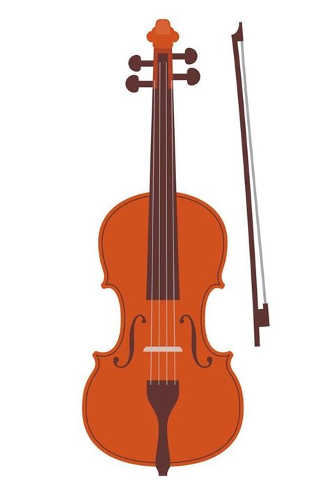 Simple Flat Style Classic Violin and Bow