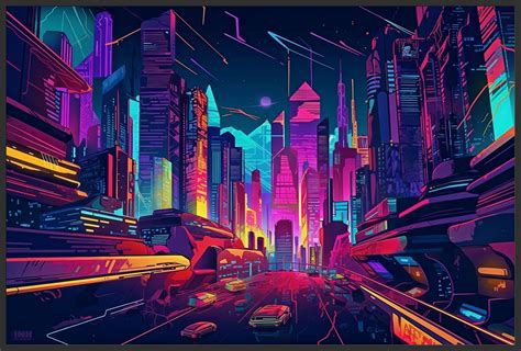 Futuristic Cyberpunk City Canvas Art – Inx Art Collective