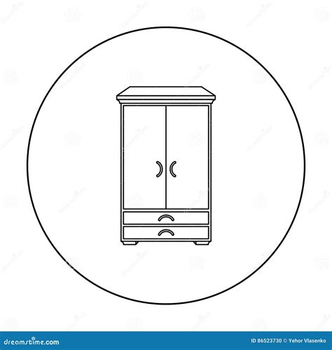 Closet Icon In Outline Style Isolated On White Background Furniture