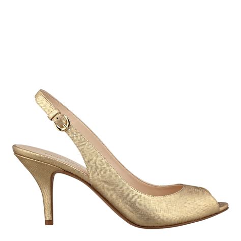 Nine West Onpointe Peep Toe Slingback Pumps In Gold Metallic Metallic