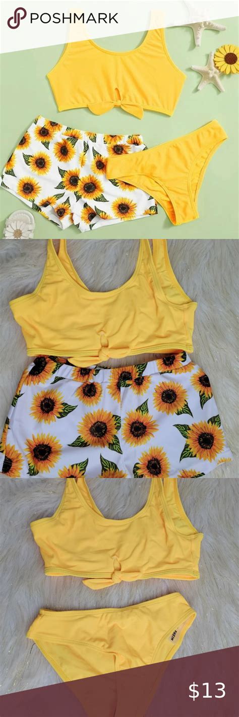 Shein Sunflower Bikini Set 3 Pack