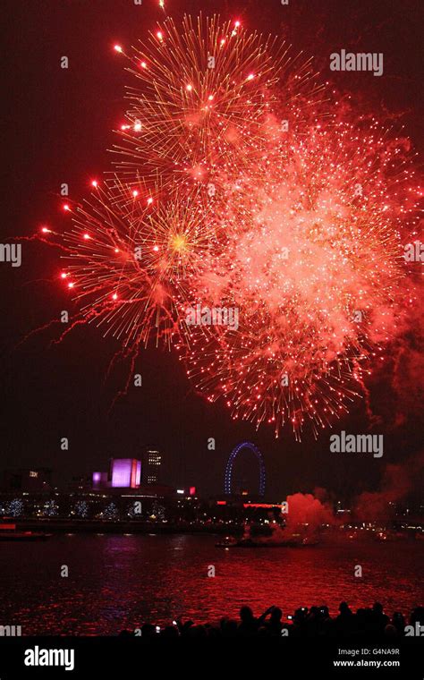 The Lord Mayor's fireworks display over the Thames, London, as part of ...