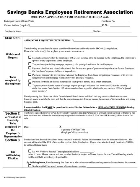 Fillable Online K Plan Application For Hardship Withdrawal Fax