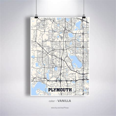 Plymouth Map Print Plymouth City Map Minnesota MN USA Map | Etsy